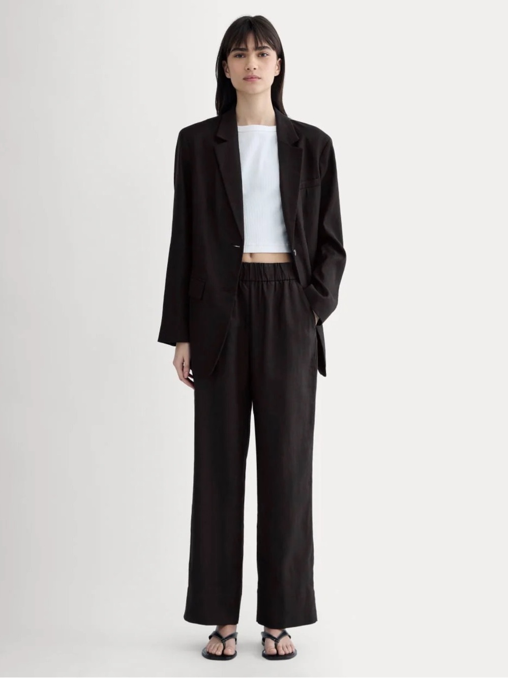 Everlane The Linen Easy Pant Black Small EUC